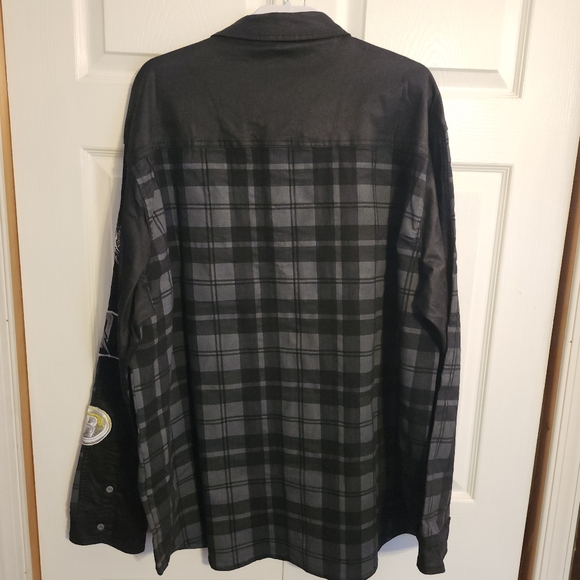DREAMLAND WAR DUB PLAID/DENIM SHIRT BUTTON  BLACK/GRY PLAID SHACKET MENS 4XL NWT - Picture 11 of 15